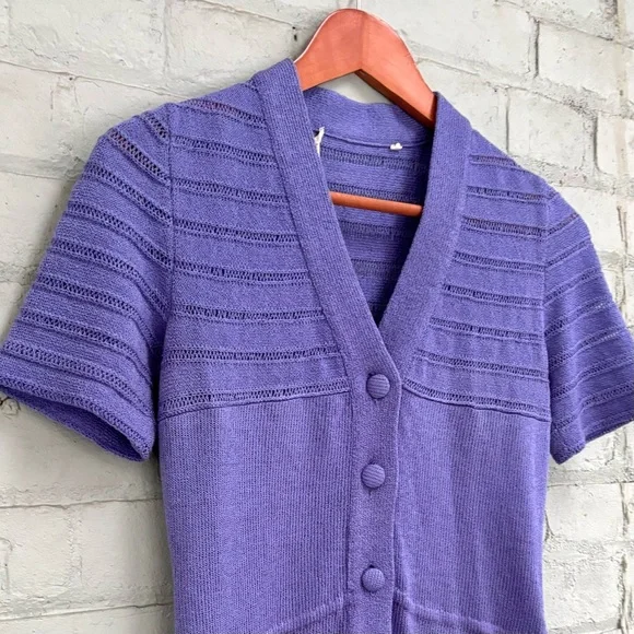 Vintage 70s Purple Knit Dress - Picture 8 of 10